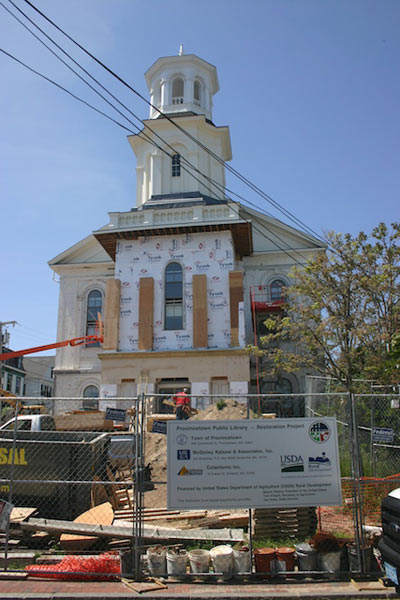 Provincetown Library, working on the facade