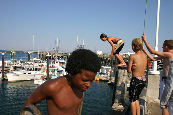 Provincetown Harbor - kids playing