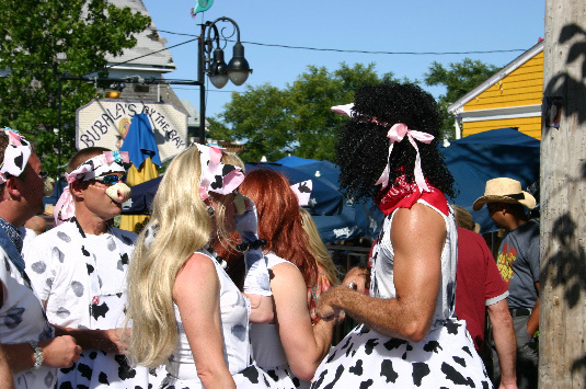 Provincetown Carnival, participants in front of Bubala's by the Bay Restaurant