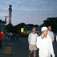 Provincetown Fireworks, 4th July, Ryder Street with Pilgrim Monument in the background